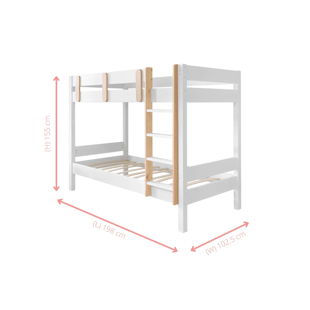Una Bunk Bed Contemporary in Classic White & Pine