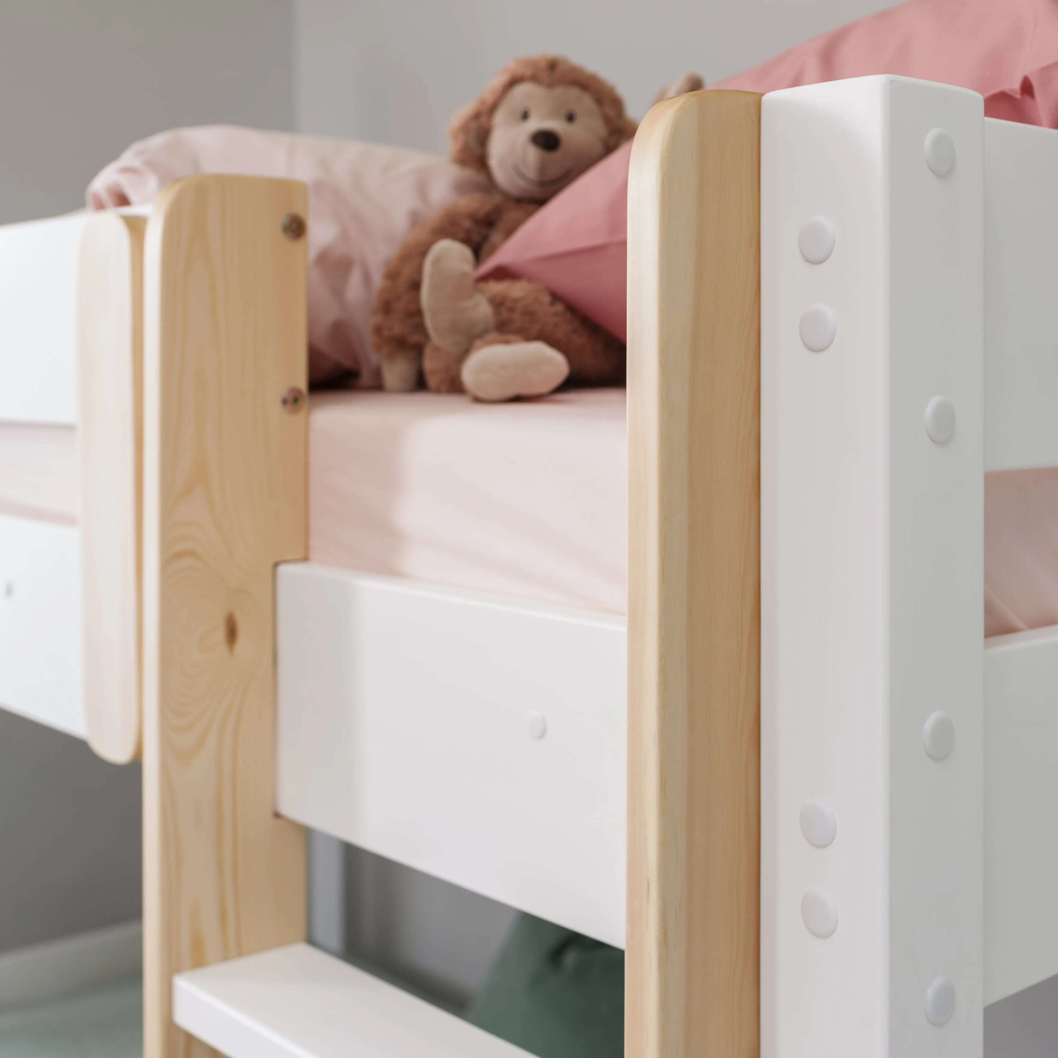 Una Bunk Bed Contemporary in Classic White & Pine